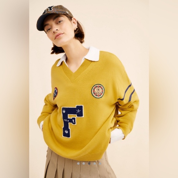 Found Sweaters - Found Arrow-Wood Varsity Knit Sweater